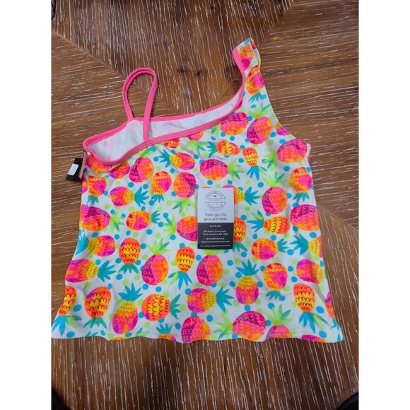 Girls XL Op One-Shoulder Pineapple Print Tankini Swim Top Nylon/Spandex - Picture 2 of 4